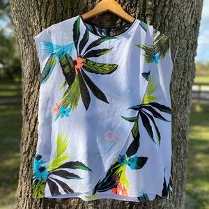 Liz Claiborne Tropical Plant Print Blouse